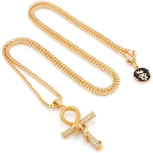 Load image into Gallery viewer, The 14K Gold CZ Apep and Ankh Cross