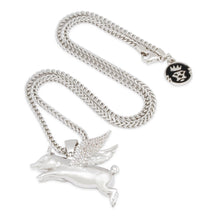 Load image into Gallery viewer, The White Gold Flying Pig Necklace