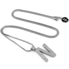 Load image into Gallery viewer, White Gold Letter "N" Necklace
